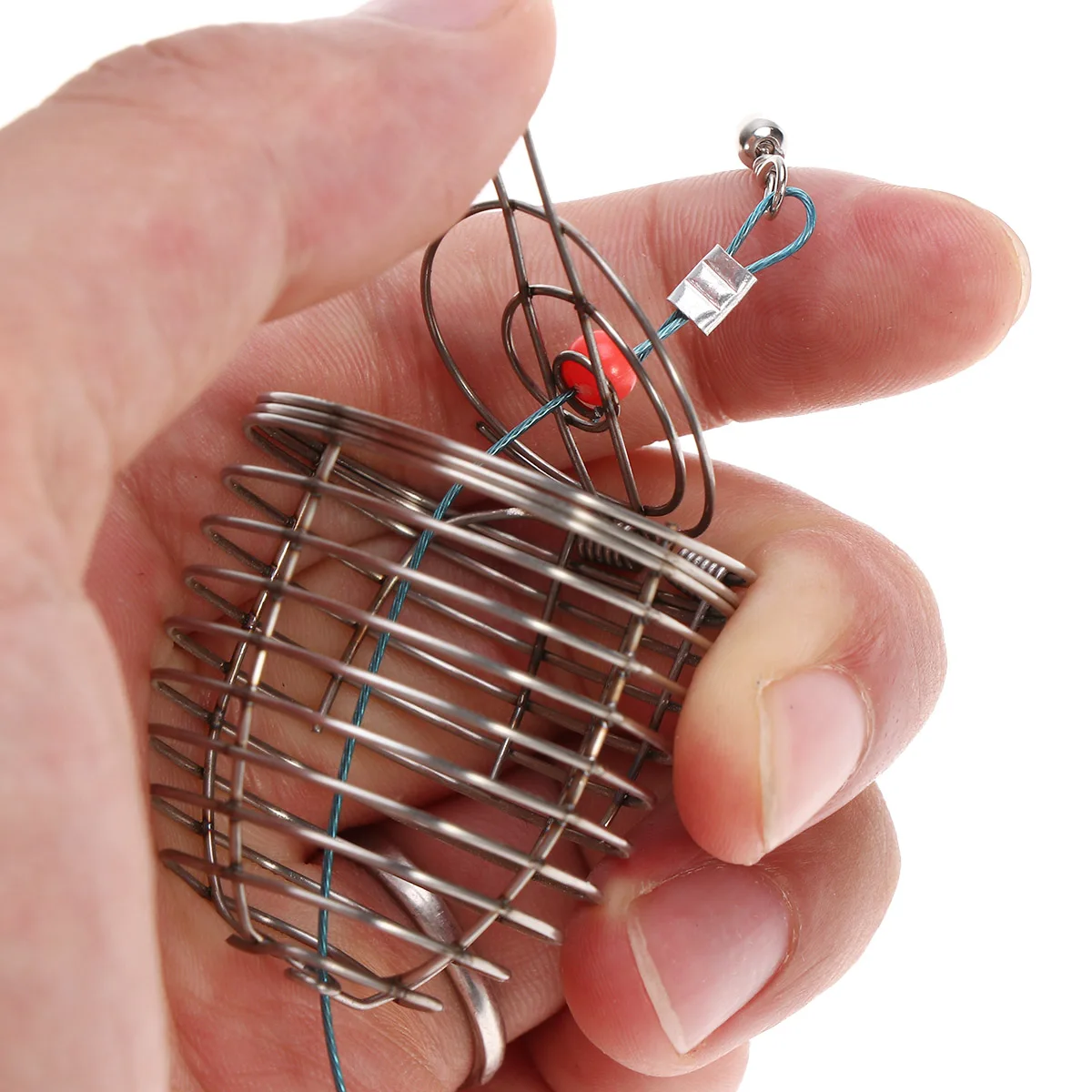

5 pcs Fish Bait Cages Stainless Steel 3 Sizes Assorted Spring Lid Cage Trap for Fishing Smelt Eels Crab Lobster Shrimp