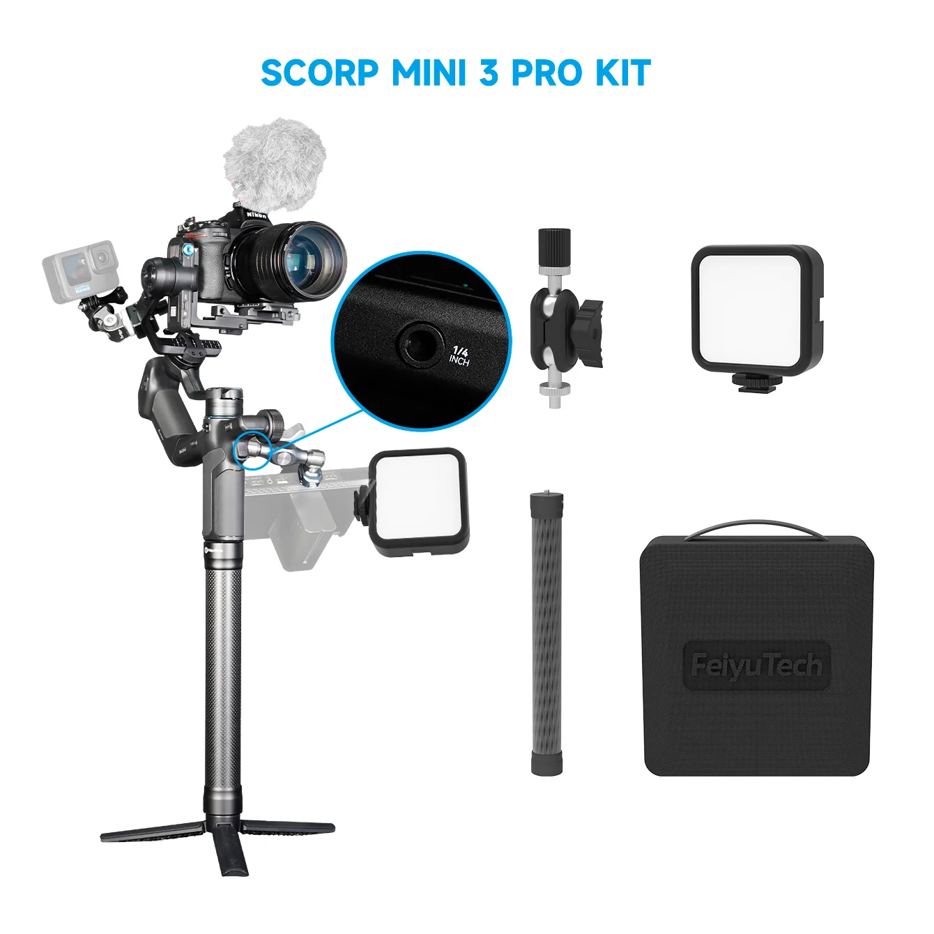 FeiyuTech SCORP Mini 3 Pro 3-in-1 Gimbal für Mirrorless-, Action-Kameras und Smartphones mit KI-Tracking 4.0, Abnehmbarer Griff, Unterstützt bis zu 2 kg, 14 h Akkulaufzeit – Detail 29