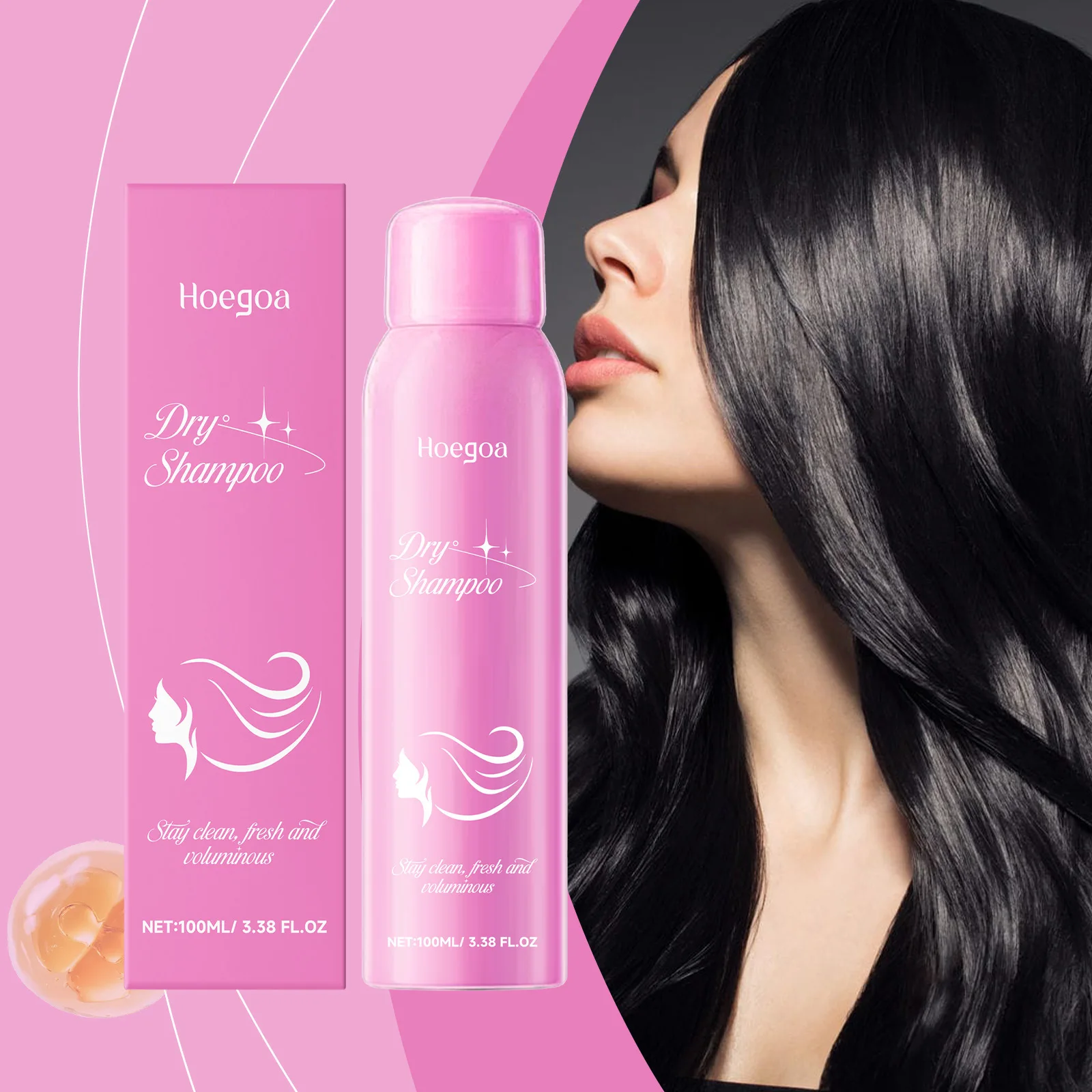 Hoegoa Dry Shampoo Spray Fluffy Voluminous High Cran Oil Control Refreshing Cleaning Freshener Portable Lazy Dry Hair Shampoo