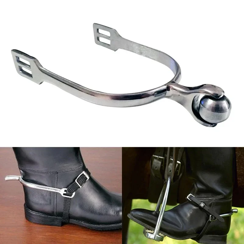 New 1 Pair Stainless Steel Horse Riding Sports Portable Silver Equestrian Boots Training Horse Spurs Equipment With Roller Ball