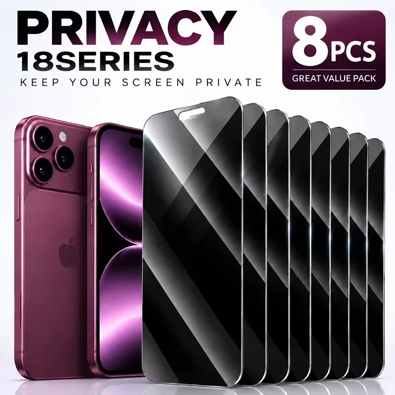 8-piece anti Peeping Tempered Glass Screen Protector, Suitable for iPhone Duo/Ultra/Gold/iPhone 18 Pro Max/18 Pro/18 Series, with High-Definition and Transparent Visual Effects, Easy to Install, Protecting Your privacy and Security