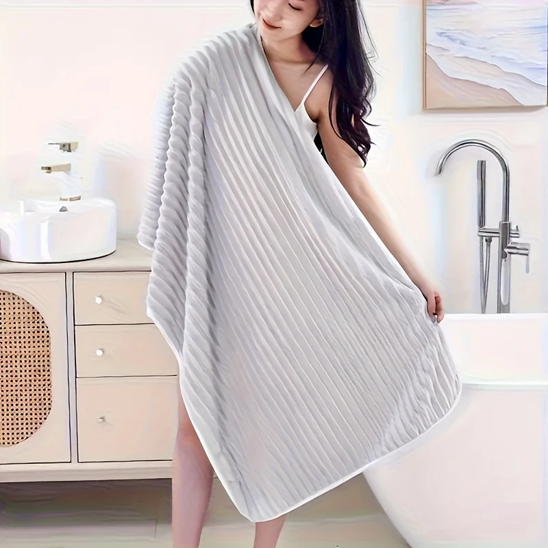 1 piece of adult shower absorbent towel, pineapple grid towel, coral fleece thick large towel, bathroom shower accessories
