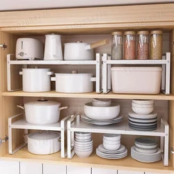 Kitchen Layered Shelves Countertop Cabinets Telescopic Storage Rack Pot Rack Table Top Kitchen Utensils Seasoning Shelf