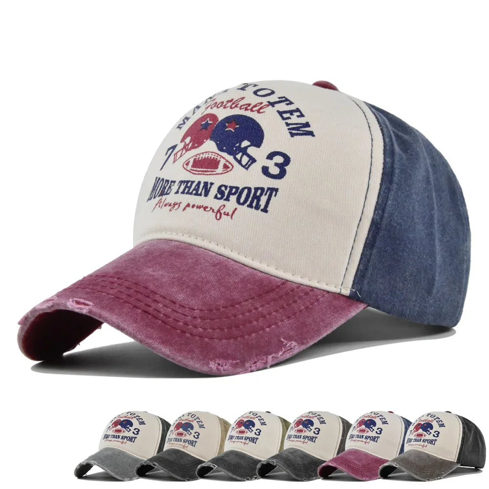 

73 Graffiti Print Distressed Washed Vintage Hat Color Block Baseball Wide Curved Brim Duckbill Cap