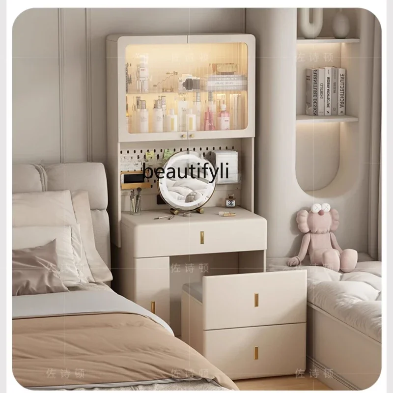 

Cream Style Super Narrow Bedside Small Desk Bedroom Bed Sideband Bookshelf Bookcase Computer Integrated Table