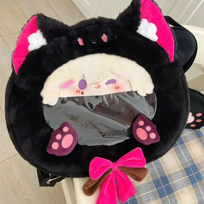 Genshin Impact Peripheral Doll Lyney Plush Backpack Cat One Shoulder Bags Student Oblique Straddle Bags Underarm Pain Bags Gifts