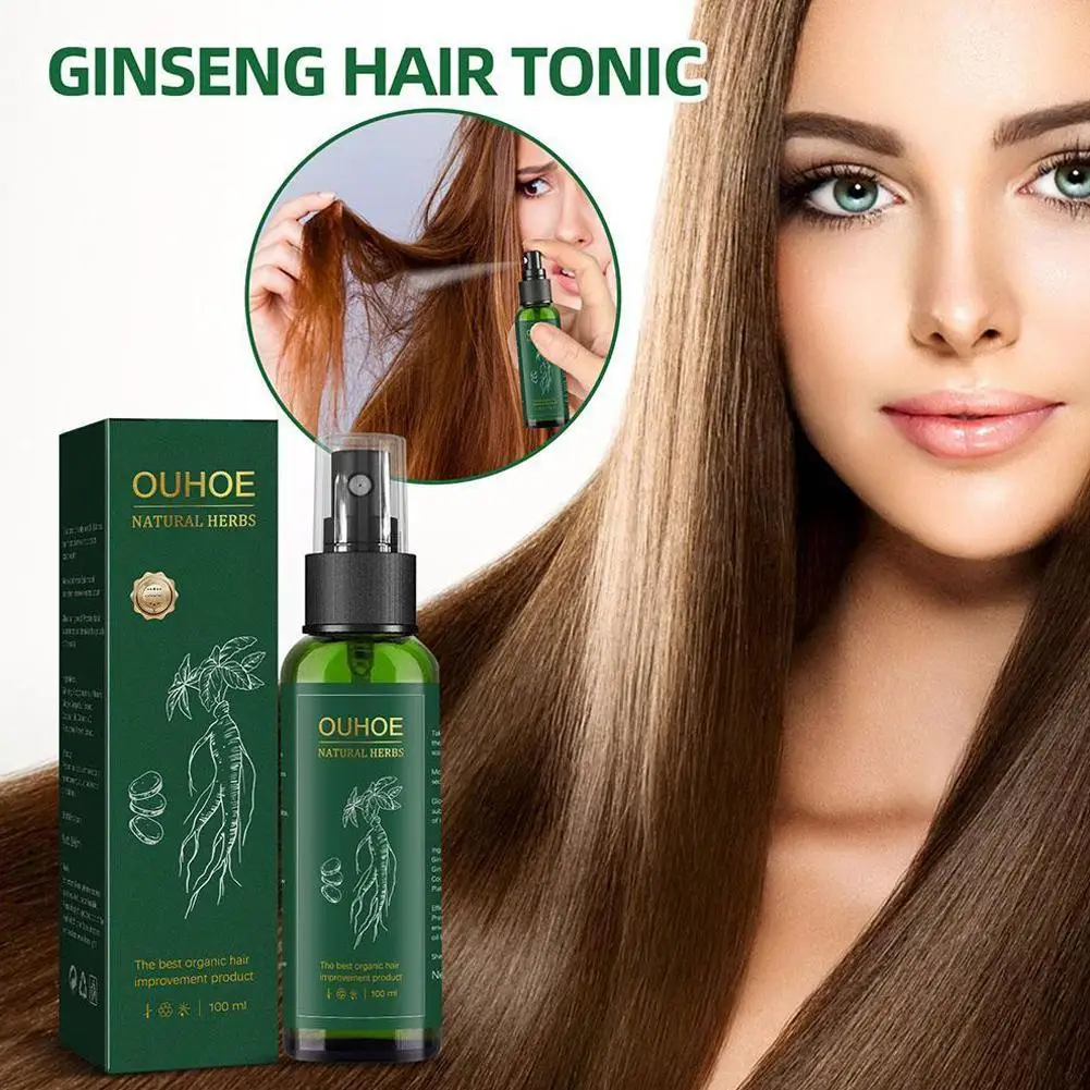 Ouhoe-ginseng soro óleo com biotina líquido essencial para o cabelo, reparação radicular, nutritivo