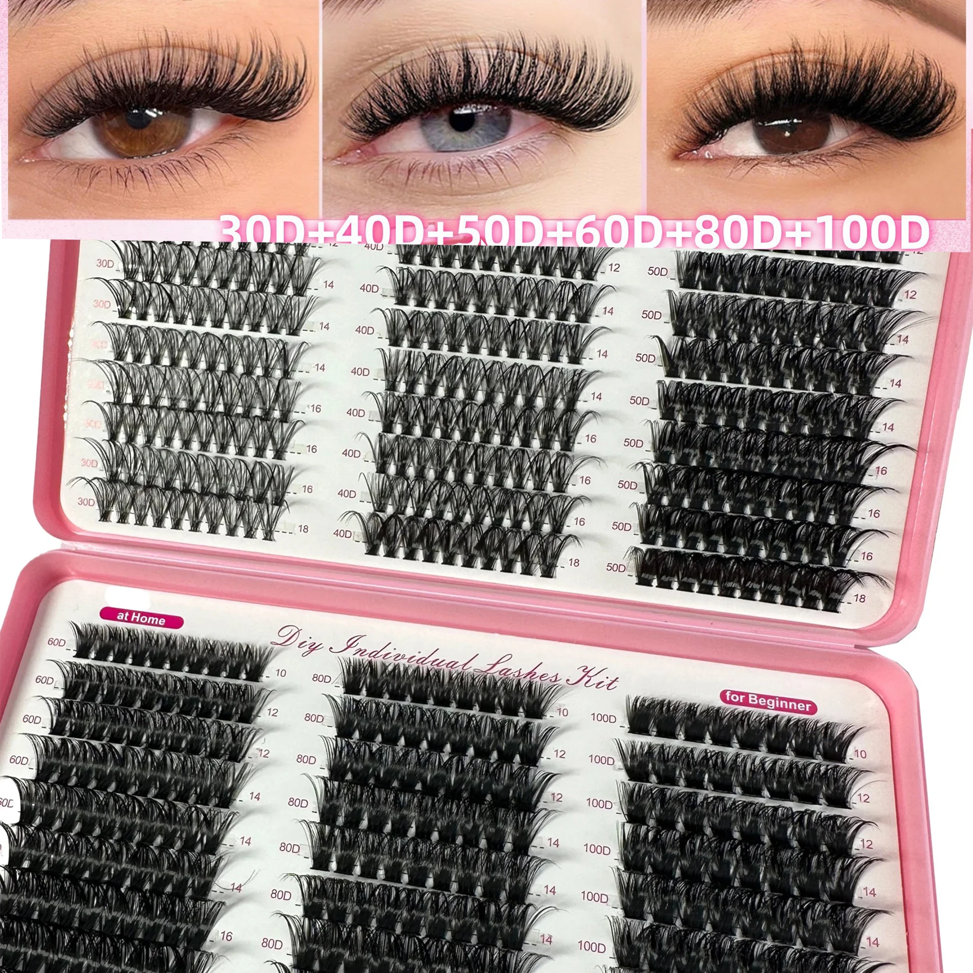 570pcs Individul Claster Eyeash Thick & Fluffy Extension 30D/40D/50D/60D/80D/100D Mix Length DIY Cluster Lashes