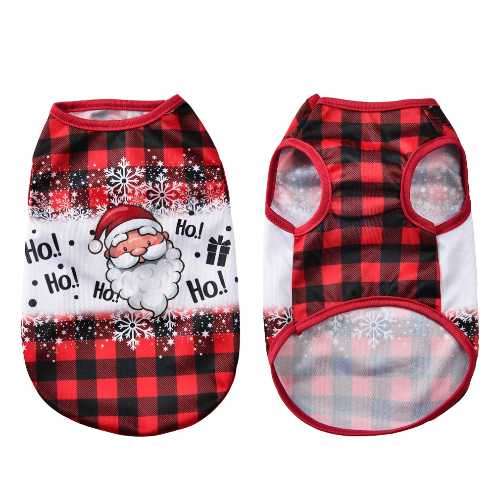 Breathable Dog Vest Clothes For Small Medium Dogs Cats Soft Cozy Christmas Print Puppy T-shirt Costume French Bulldog Pet Coat