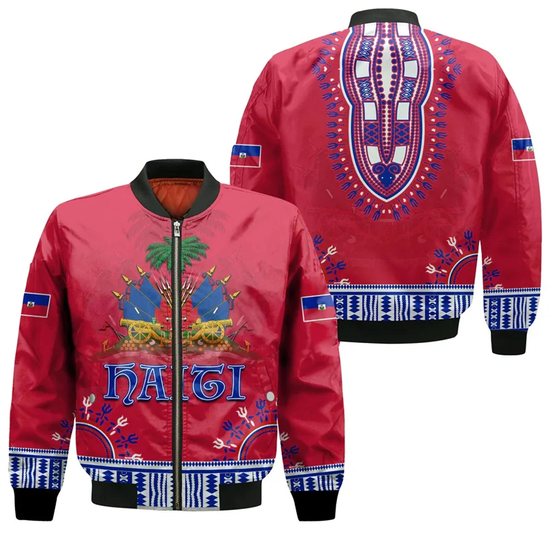 

2024 3D Printed Haiti Jacket National Flag Coat Of Arms Men Jiackets Women Long Sleeve Coat Kid Street Sports Jacket Clothes