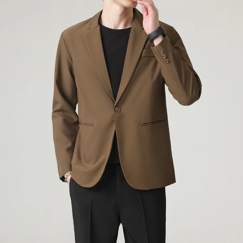 

Casual Sle Men's Jaet oulder Pads No Ironing Busin Sle Spring Autumn Loose Fit Single Breasted Long Sve Coat