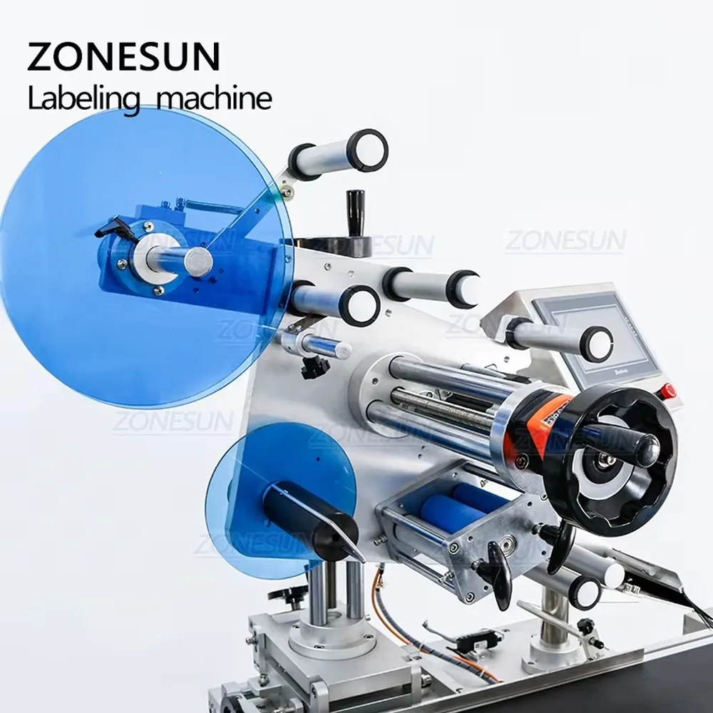 ZONESUN ZS-TB831S Automatic Flat Square Bottle For Surface Top Side Labeling Applicator Machine For Boxes