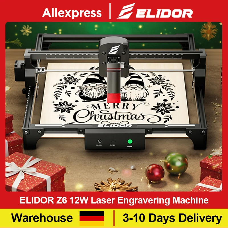 ELIDOR Z6 12W Graveur laser portable à diode CNC outil de découpe laser pour débutants pour bois cuir acrylique et verre