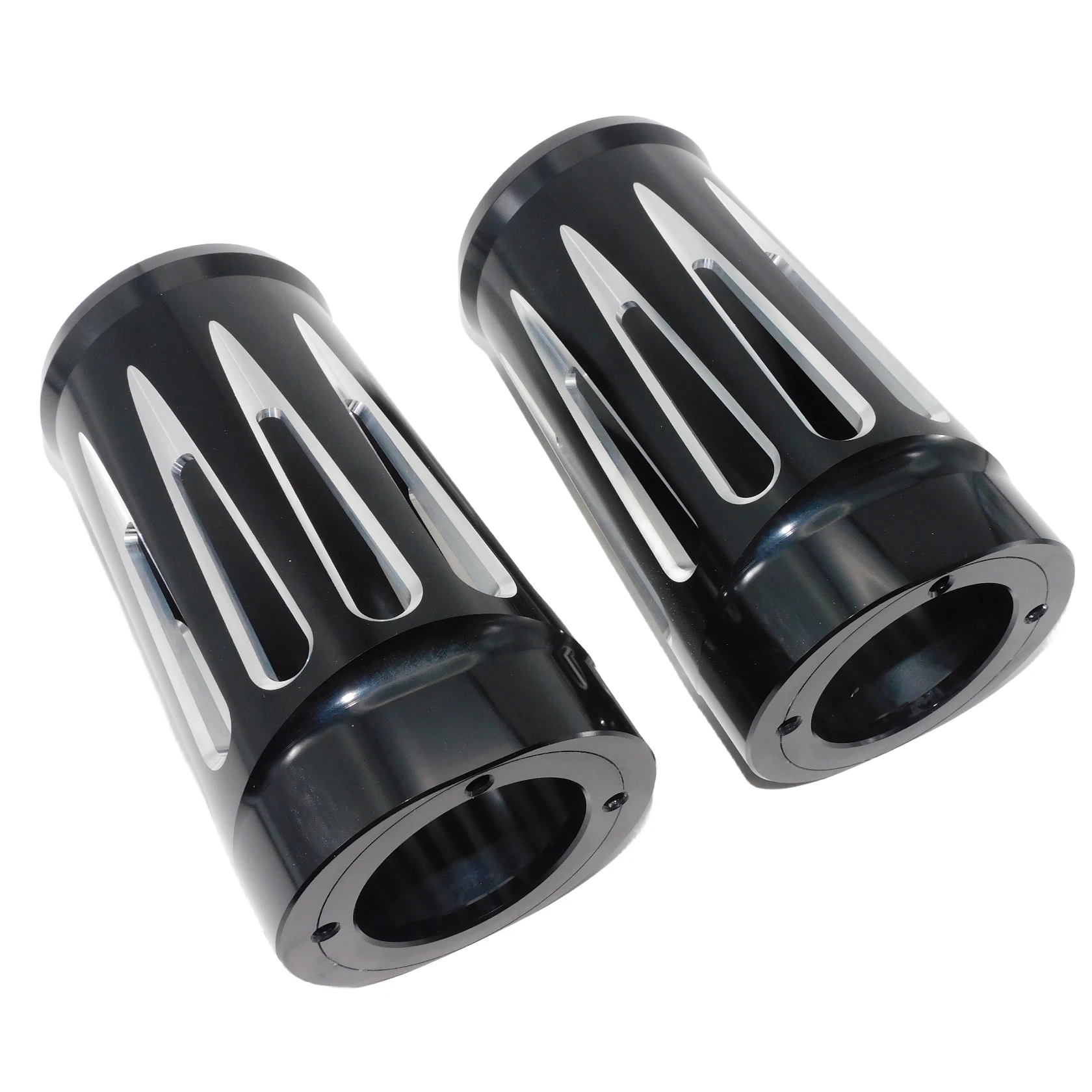 Motorcycle Black/Chrome Front Upper Boot Slider Shock Fork Cover Aluminum For Harley Touring Road King Road Electra Glide 14-Up