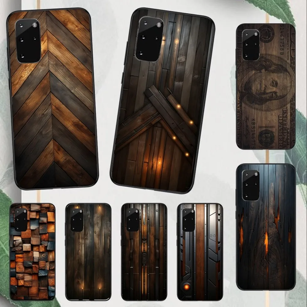 Wood Texture Mobile Cell Phone Case for Samsung Note 9 10 20 Plus Pro Ultra J6 J5 J7 J8 Black Soft Phone Cover Funda