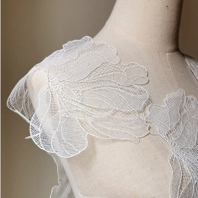 Lace Woven Ribbon Embroidered with Flower Clusters White Lace with Fairy Charm Court Style/forest Style Designer Accessories