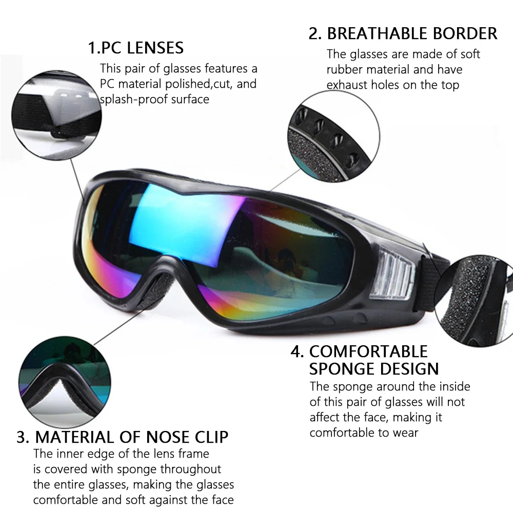 Men Cycling Sports Ski Goggles UV Protective Sunglasses Bicycle Anti-Glare Glasses Windproof Dustproof UV Protection Gears