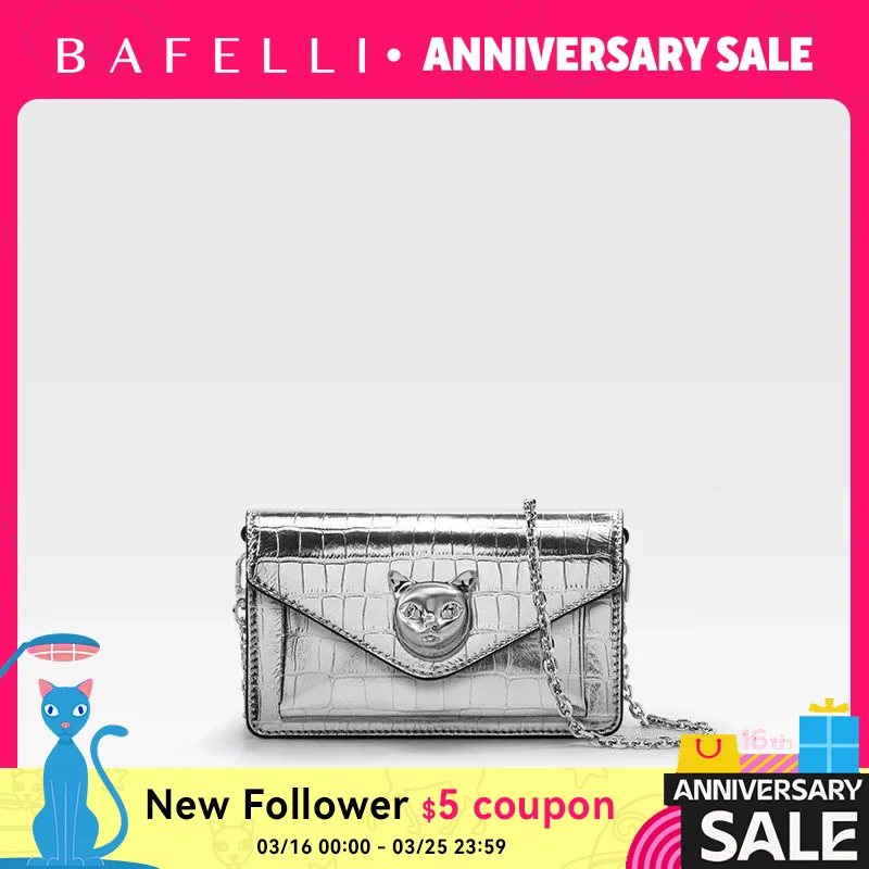 

BAFELLI 2025 WOMEN'S BAG NEW MINI PARTY CASUAL CROCODILE LUXURY BRAND DESIGNER CAT FASHION CROSSBODY SHOULDER GENUINE LEATHER