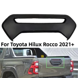 1Pcs Car Tail Gate Brake Light Cover Matte Black Tailgate Plate Cover Rear Door Cover Handle For Toyota Hilux Rocco 2021+