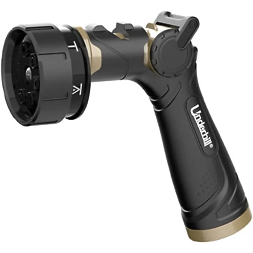 رأس رش فوهة خرطوم مياه للحديقة من سلسلة Underhill Prospray Gold، مدخل خيط 3/4 بوصة، معدن شديد التحمل، قابل للتعديل، T #5
