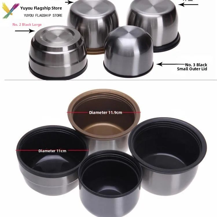 Large Capacity Stainless Steel Water Bottle Lid Outdoor Travel Insulated Flask Lid Accessories Metal Bowl Leakproof Cup Cover
