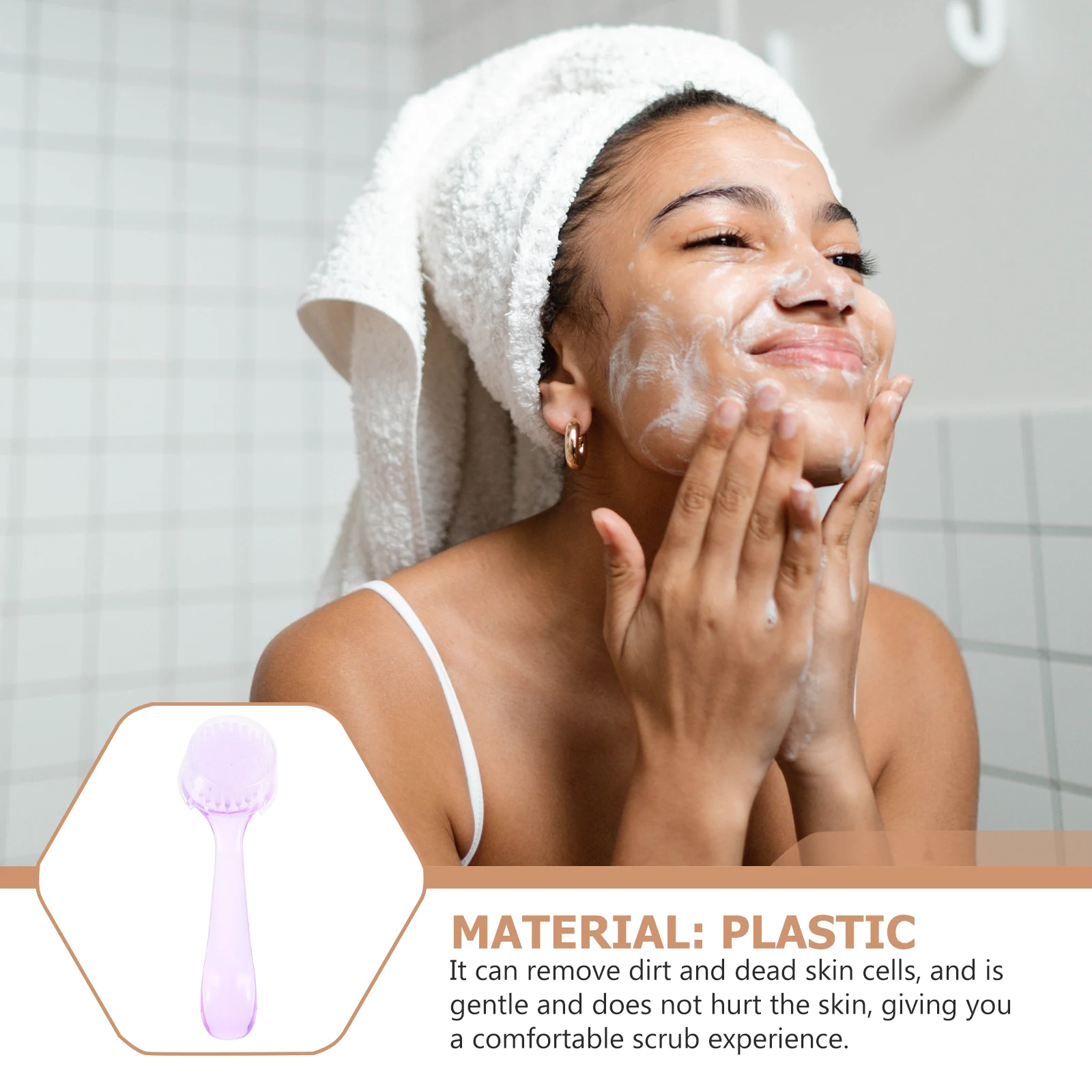 

6pcs Nail Brush Face Scrubber Long Handle Facial Cleansing Exfoliating Skin Pore Cleaner Makeup Remover Dead Skin Blackhead