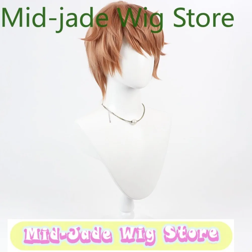 Mid-jade Wig Store Anime Granblue Fantasy GBF Gran Cosplay Wig Short Brown Layered Spiky Flipped Synthetic Hair Wigs + Free Cap