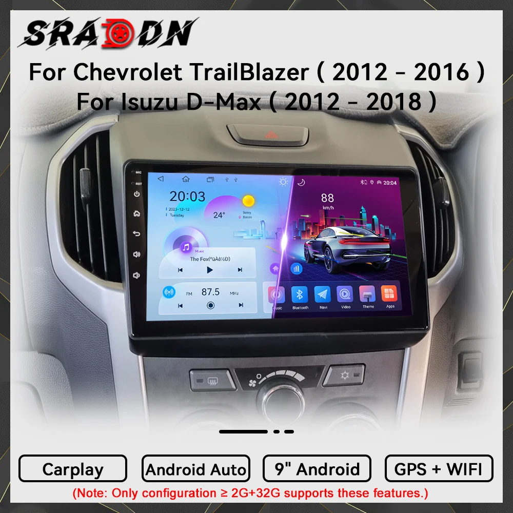 Para Chevrolet TrailBlazer S10 Holden Colorado Isuzu D-Max DMAX Radio para automóvil Reproductor multimedia de video Android Navegación GPS Carplay Pantalla táctil Auto Estéreo Sistemas inteligentes
