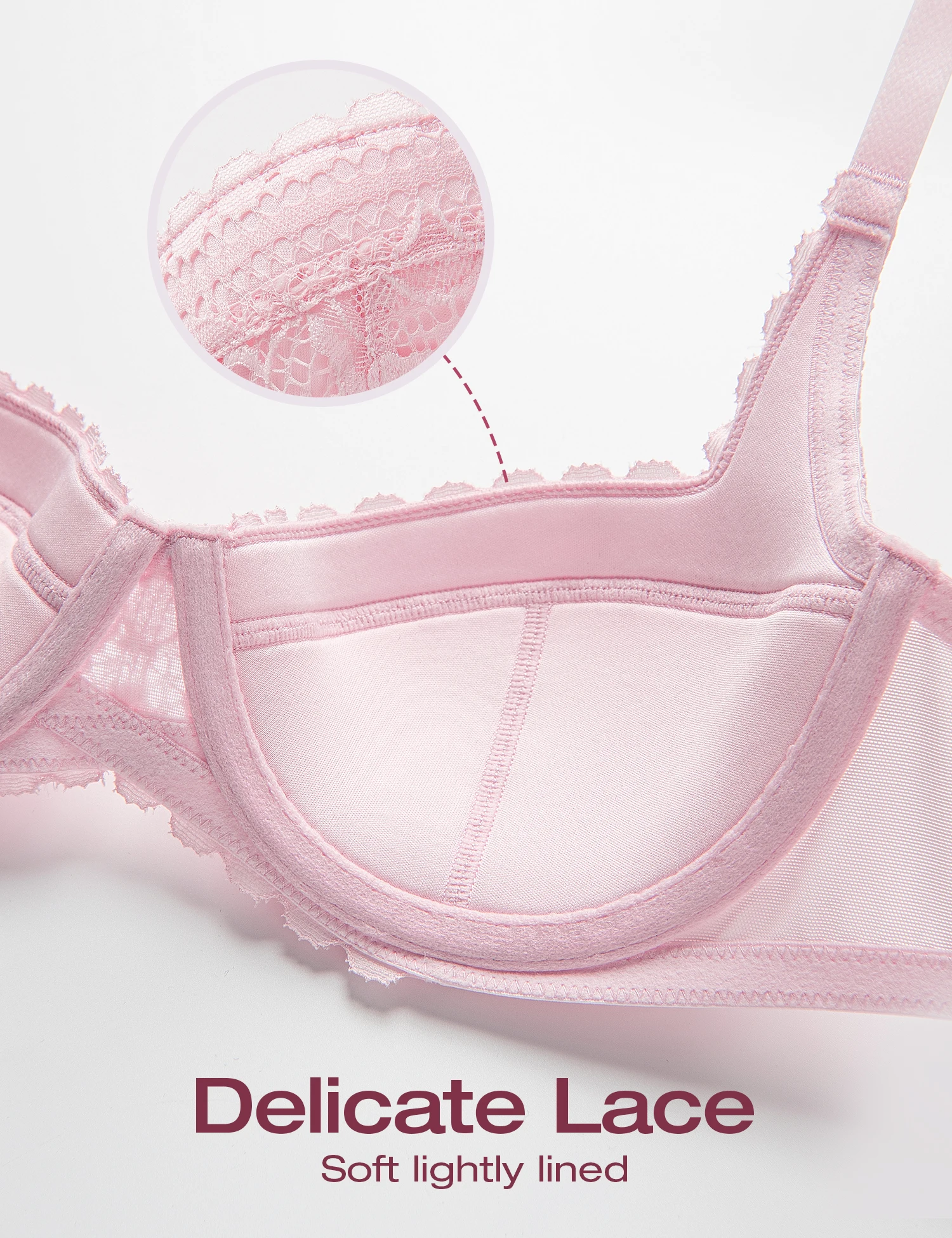 Wingslove Sexy Low Cut Lace Balconette Push Up Bra for Women Lightly Padded Underwire Comfort Bra Adjustable Straps Bralette A-F