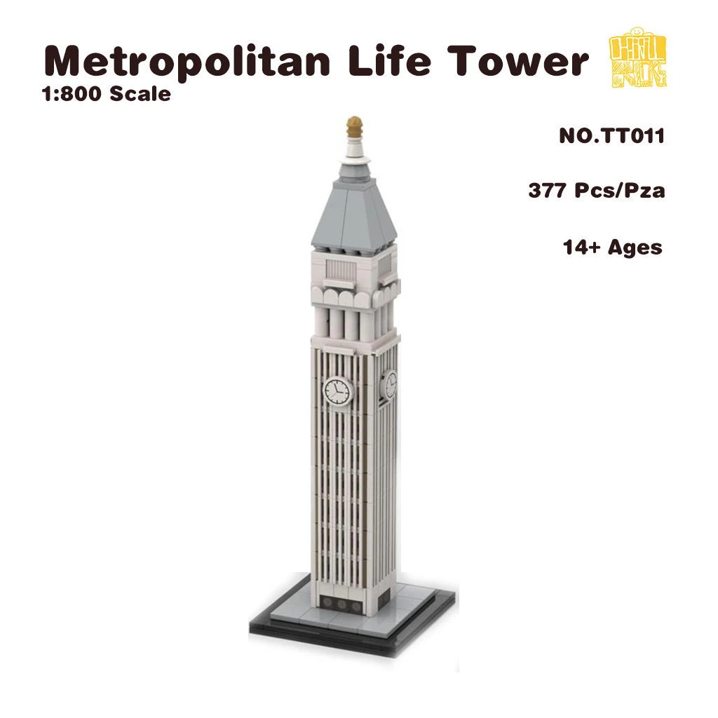 

MOC TT011 Metropolitan Life Tower 1:800 Scale Model With PDF Drawings Building Blocks Bricks DIY Toys Birthday Christmas Gifts