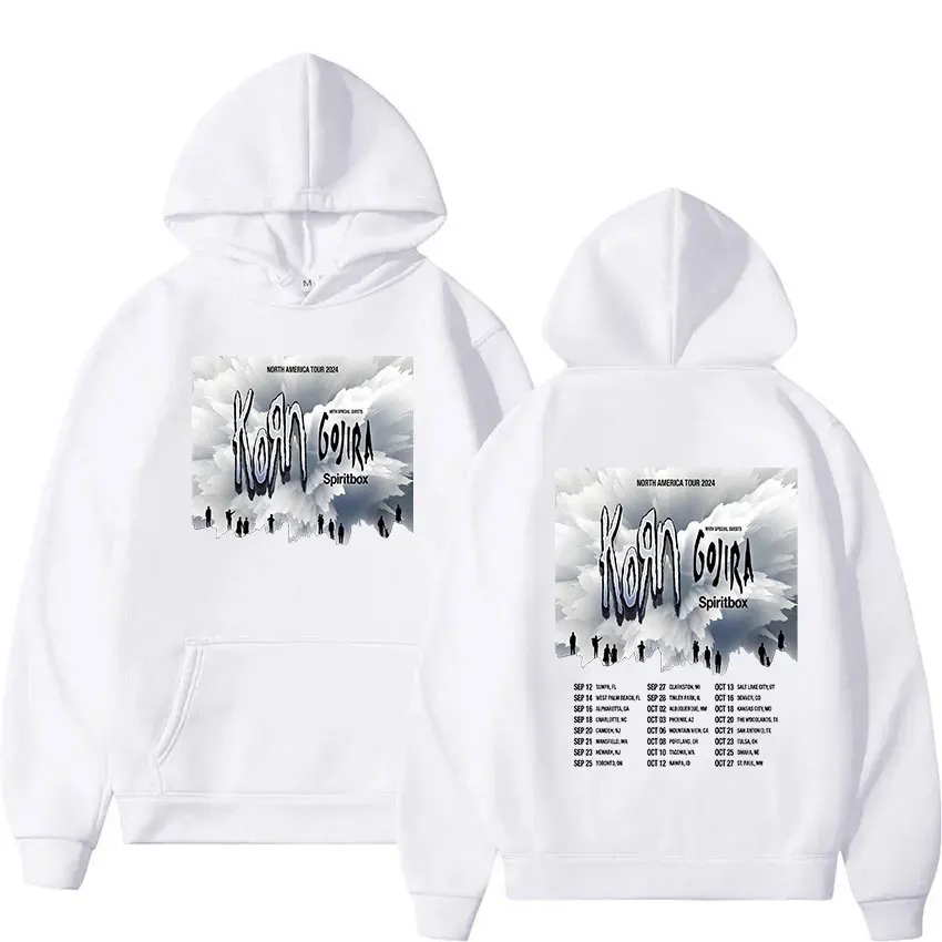 Rock Band Korn North America Tour 2024 Graphic Hoodie Men's Vintage Fashion High Quality Oversized Sweatshirt Unisex Streetwear