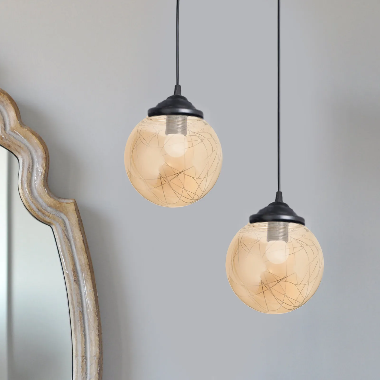 Glass Lampshade for Pendant Lamp Globe Style Replacement Lamp Shade Cover Suitable for Ceiling Wall Hanging Lamps Home Hotel