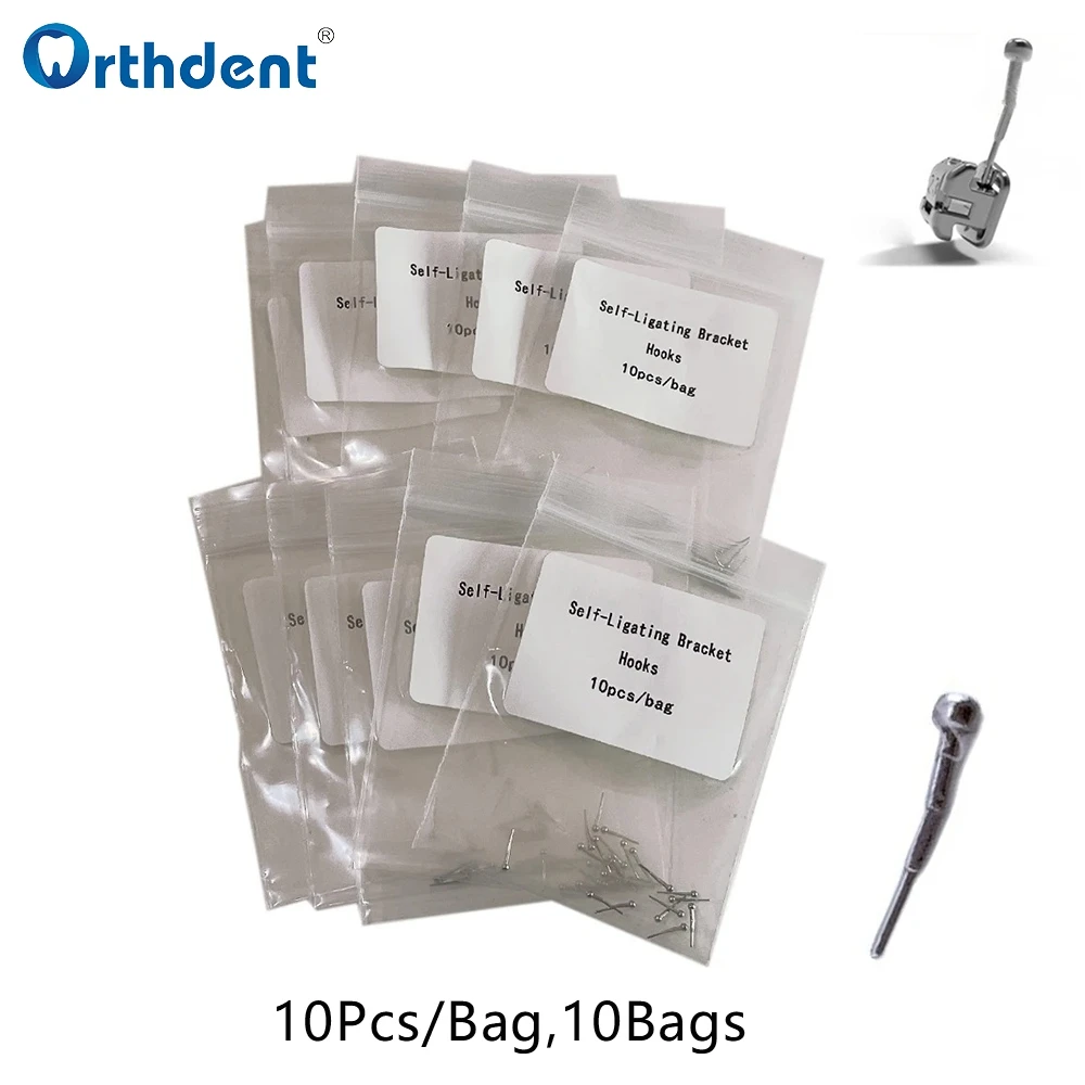 10 Bags Dental Orthodontic Self-Ligating Brackets Hooks Dentistry Mental Crimping Traction Hook Teeth Braces Parts Materials