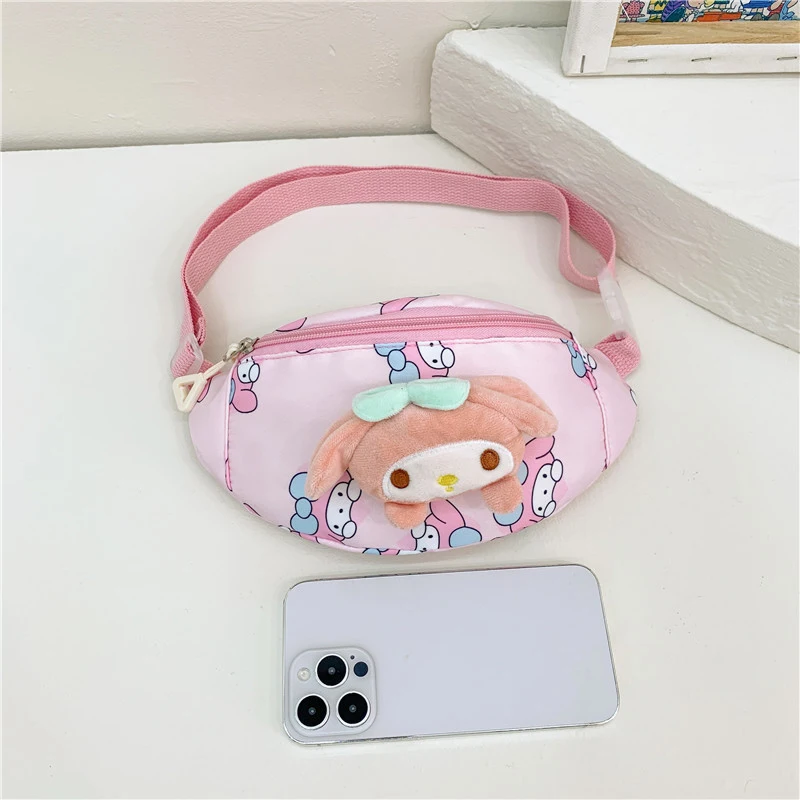 Sanrio Kuromi Crossbody Bolsas de Ombro para Crianças, Sacos Mensageiro de Grande Capacidade, Peito Feminino, Cinnamoroll, Pompompurin, Nylon