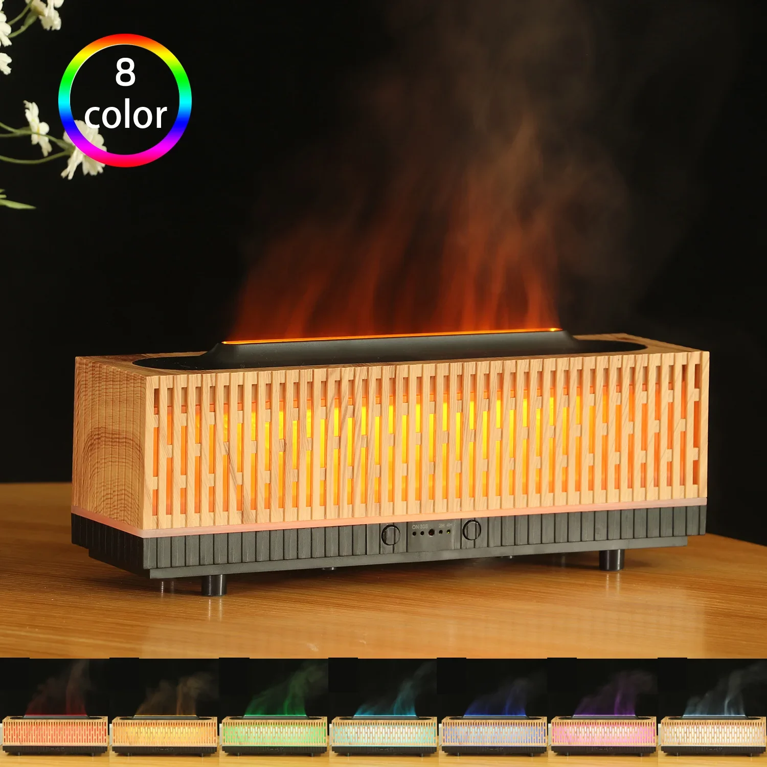 Desktop Simulated Flame Aromatherapy Machine Colorful Atmosphere Lamp Fast Humidification Remote Control Timing Humidifier
