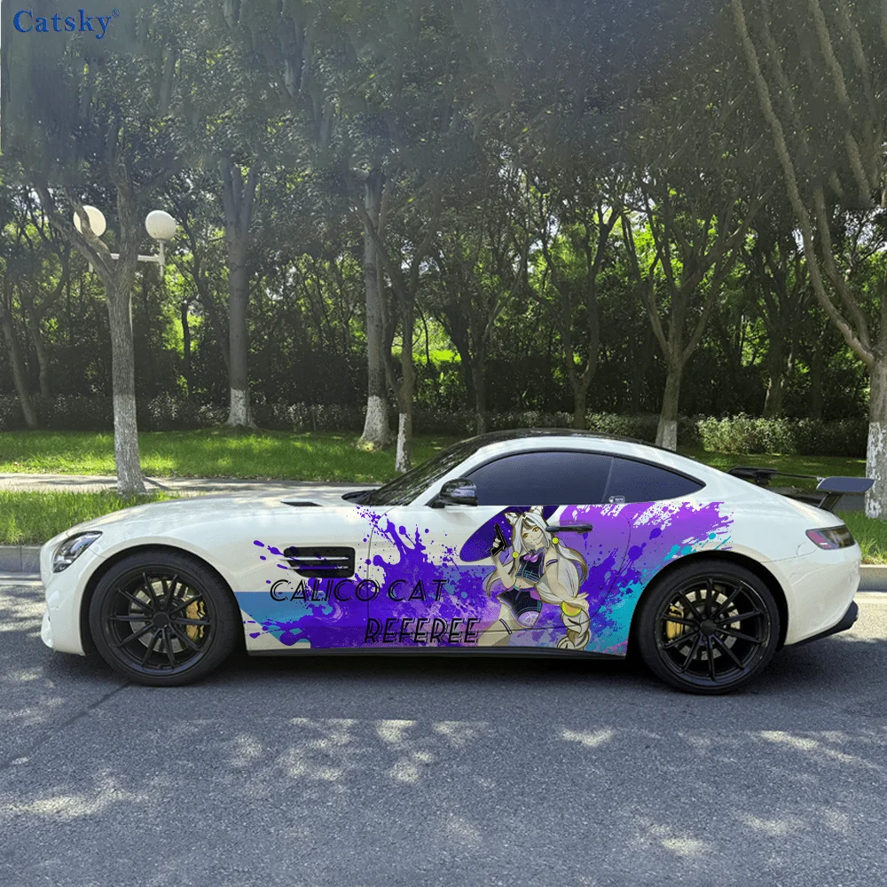 

Anime Character Splashed Ink Car Vinyl Wraps Decal Self-adhesive PVC Sticker Suitable for Trucks SUV Decor Auto Accessories Gift