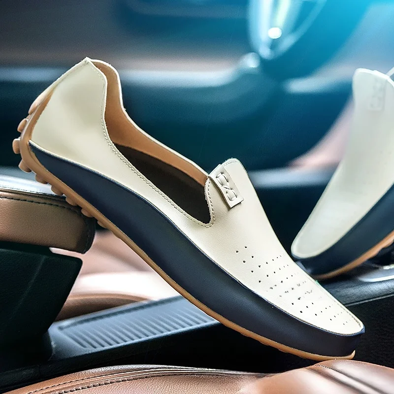 

Мужские слипоны большого размера Bean oes, дышащие перфорированные мужские повседневные чехлы oe, модный круглый носок, цветной дизайн