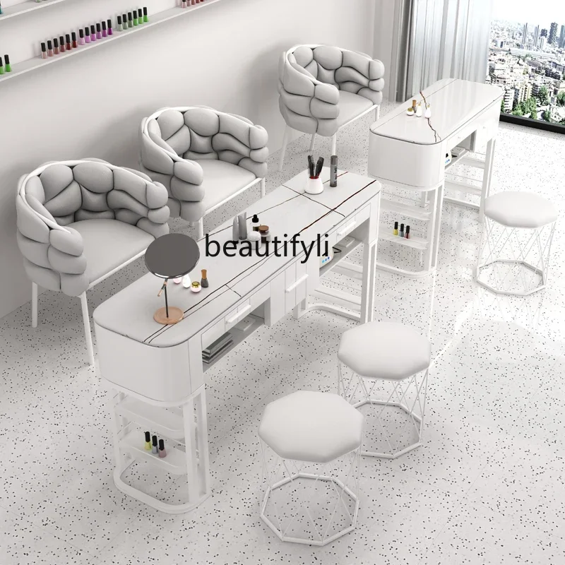 Cream style manicure table white Japanese economical marble single full set light luxury simple