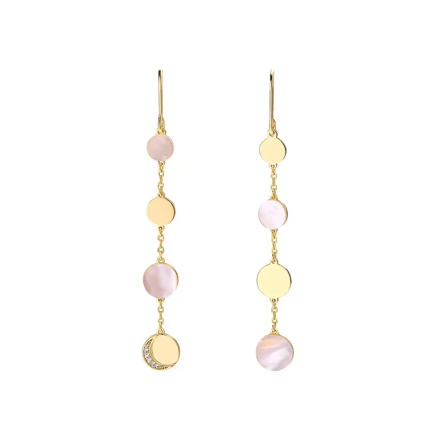 أقراط على شكل صدفة طبيعية، أقراط طويلة مخصصة من الفضة الإسترليني، مجوهرات أذن راقية #5