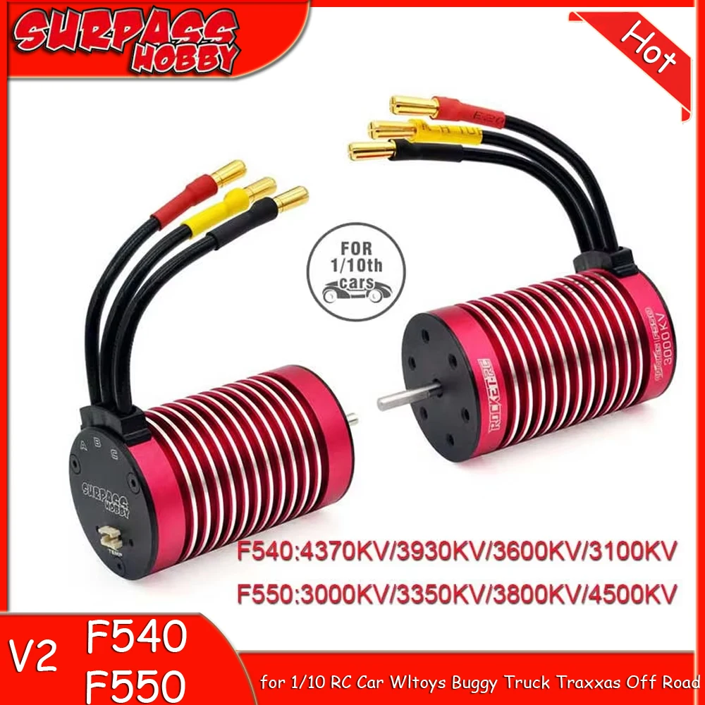 

Supersonic V2 F540 F550 Brushless Motor 4370/3930/3800/3600/3100KV 3.175mm Shaft w/Temp Sensor port for 1/10 Tamiya RC Car Parts