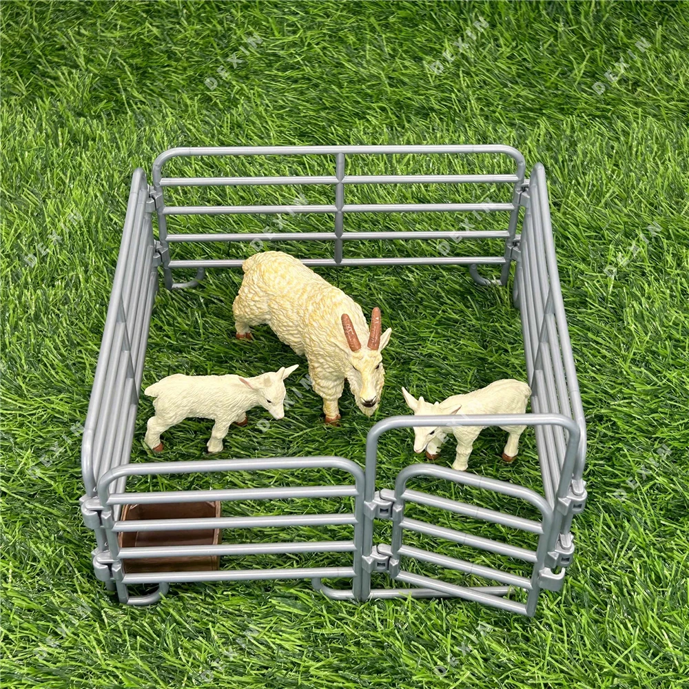 BIG Ranch Goat Size Matching Fence e pagliaio Set Movie Static Display Toy Animals Figures Ranch Christmas Halloween Kidsgifts