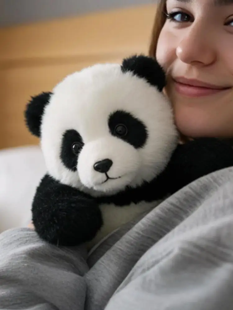 ตุ๊กตาแพนด้าฮัวฮัวเหมือนจริง ของเล่นตุ๊กตาสัตว์จำลอง หมีนุ่มนิ่ม น้ำหนักเท่าจริง ของตกแต่งห้อง หมอนอิง ของขวัญคริสต์มาส