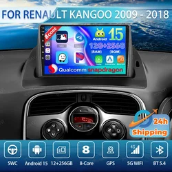 android 15 For Renault Kangoo 2009 - 2018 Car Radio Multimedia Stereo Video Player QLED GPS NAVI 4G WIFI