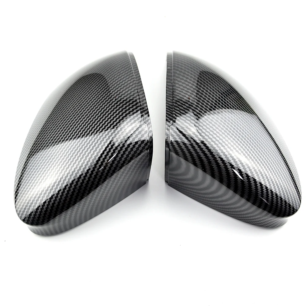 For Volkswagen Golf MK8 VIII 8 Side Mirror Covers Caps (Carbon Look) 2020 2021 2022 for VW Glossy black wing rearview