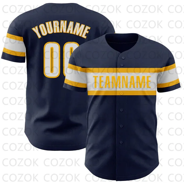 Maillot de baseball bleu foncé personnalisé pour hommes et femmes, chemise à manches courtes, chemises d'équipe imprimées en 3D, hip hop, unisexe, Y-