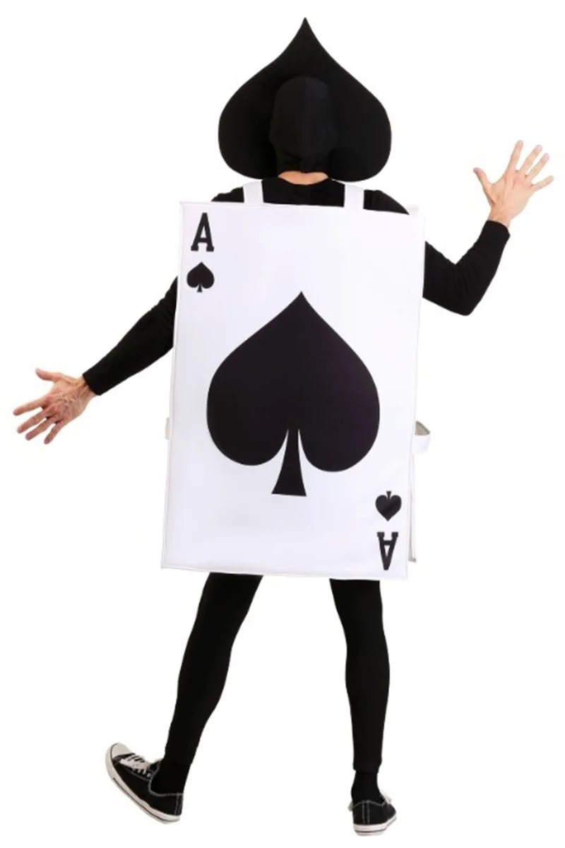Adult Unisex Spades A Poker Costumes Halloween Cosplay Stage Performance Tunic Hat Suit Carnival Party Dress Up