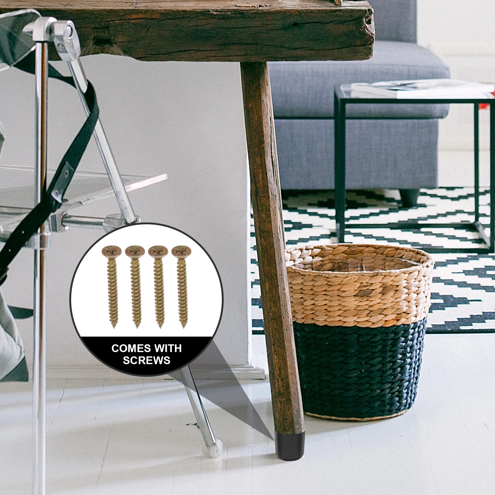 

4pcs Furniture Legs 5cm Black Round Tapered Sofa Legs for DIY Replacement Table Cabinet Desk Stool Support Plastic Feet