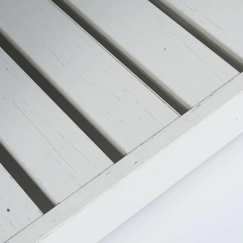 Mesa de centro Farmhouse com prateleira de ripas e proteção de canto, 40 polegadas, branco vintage/espresso