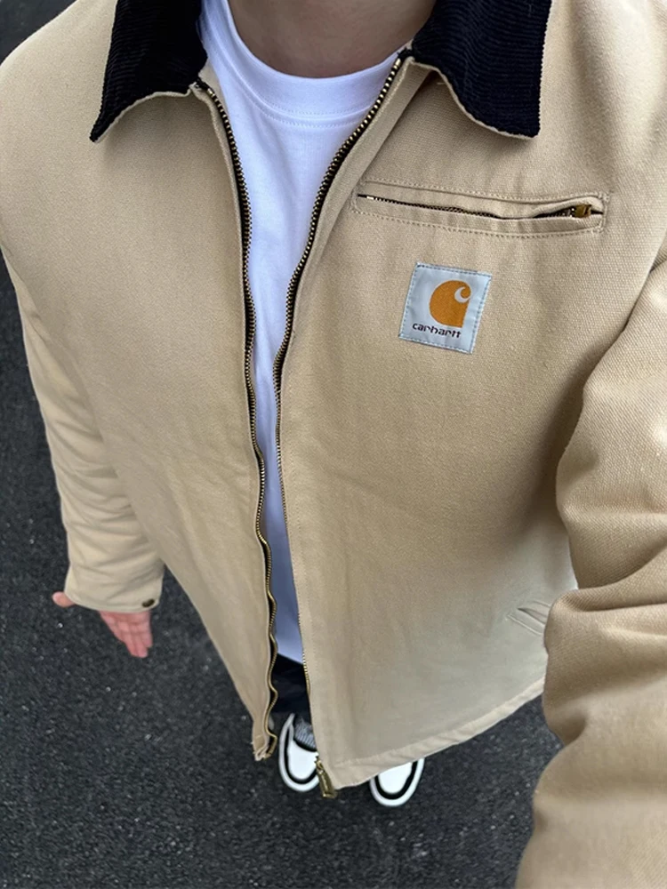 

Khaki Detroit Workwear Jaet Men's Spring Autumn Retro Trendy American Hunting Collar High-End Feeling Haome Outerwear