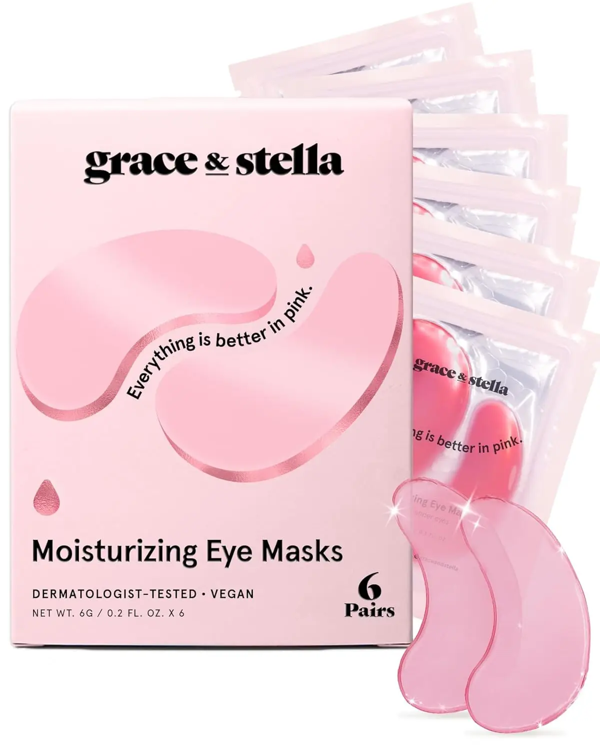 

Under Eye Mask - Reduce Dark Circles, Puffy Eyes, Bags & Wrinkles - Gel Patches - Vegan & Cruelty-Free (6 Pairs)